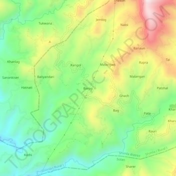 Mapa topográfico Barog, altitude, relevo