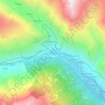 Mapa topográfico Rosone, altitude, relevo