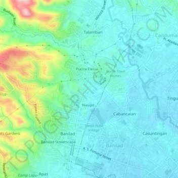 Mapa topográfico Talamban, altitude, relevo