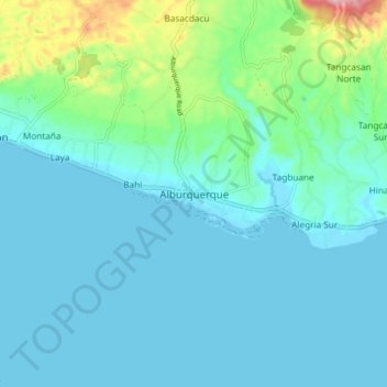 Mapa topográfico Alburquerque, altitude, relevo