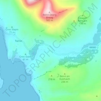 Mapa topográfico Kilbride, altitude, relevo