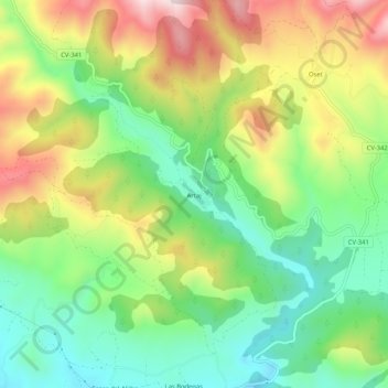 Mapa topográfico Artaj, altitude, relevo