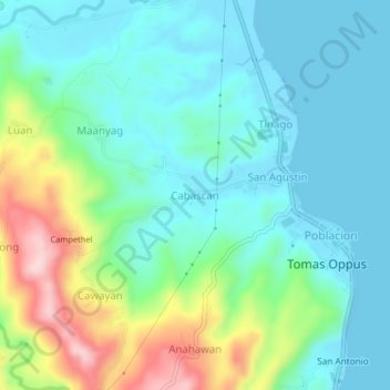 Mapa topográfico Cabascan, altitude, relevo