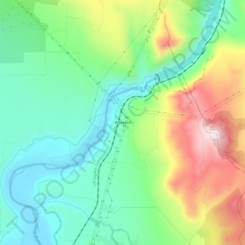 Mapa topográfico Wheelon, altitude, relevo
