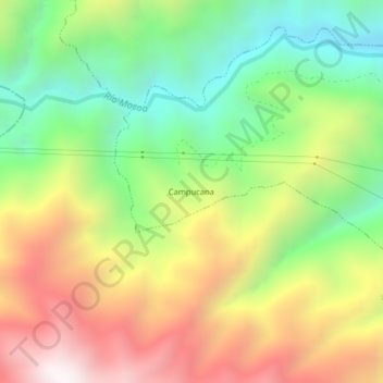 Mapa topográfico Campucana, altitude, relevo