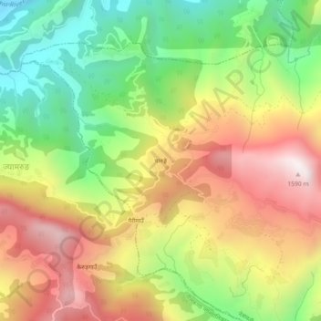 Mapa topográfico Charunge, altitude, relevo