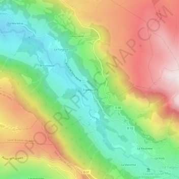 Mapa topográfico Espinouze, altitude, relevo