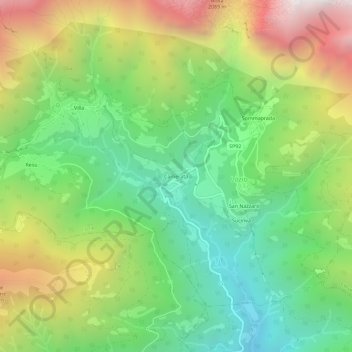 Mapa topográfico Camerata, altitude, relevo