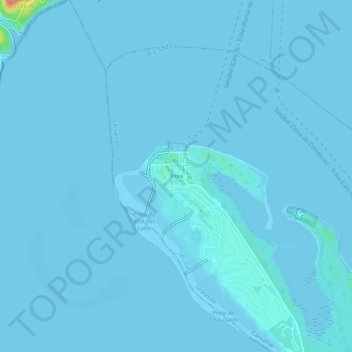Mapa topográfico Troia, altitude, relevo