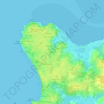 Mapa topográfico Tregorvel, altitude, relevo