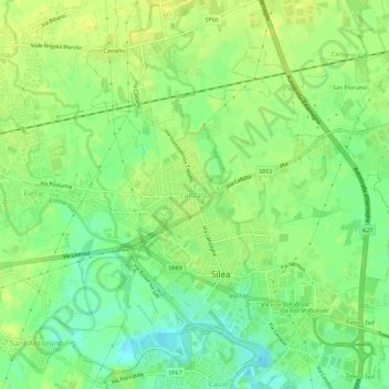 Mapa topográfico Lanzago, altitude, relevo