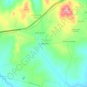 Mapa topográfico Ima do Jarmelo, altitude, relevo
