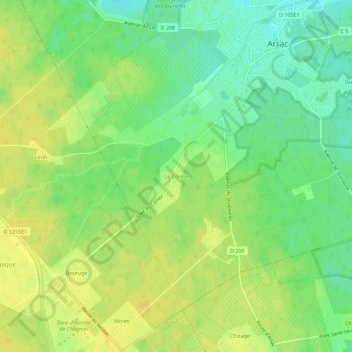 Mapa topográfico Le Comte, altitude, relevo