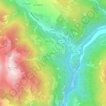 Mapa topográfico Villargaudin, altitude, relevo
