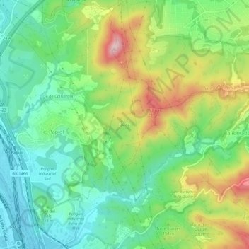 Mapa topográfico Bleda, altitude, relevo