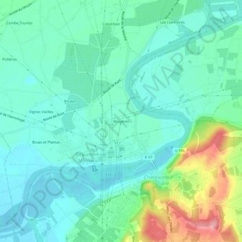 Mapa topográfico Bruyères, altitude, relevo