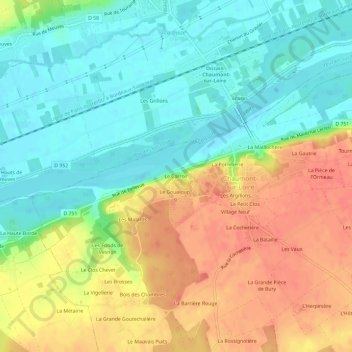 Mapa topográfico Le Carroir, altitude, relevo