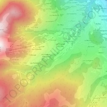 Mapa topográfico Les Riches, altitude, relevo