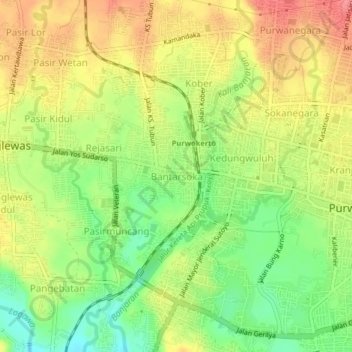 Mapa topográfico Bantarsoka, altitude, relevo
