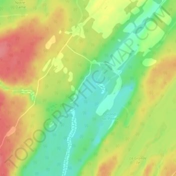 Mapa topográfico Lac Chaud, altitude, relevo