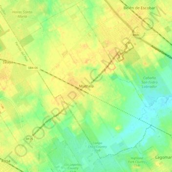 Mapa topográfico Matheu, altitude, relevo