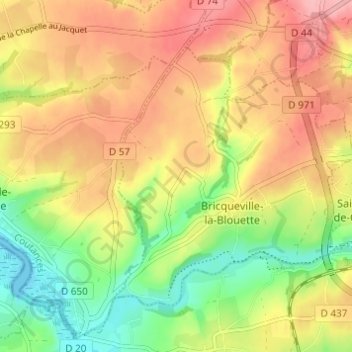 Mapa topográfico Le Breuil, altitude, relevo