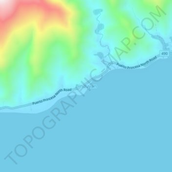 Mapa topográfico Binduyan, altitude, relevo