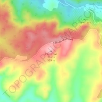 Mapa topográfico Cerro Los Fosos, altitude, relevo