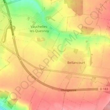 Mapa topográfico Monflières, altitude, relevo