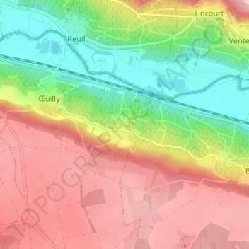 Mapa topográfico Montvoisin, altitude, relevo