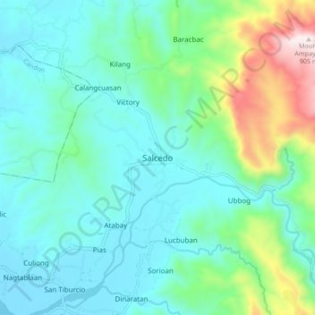 Mapa topográfico Salcedo, altitude, relevo
