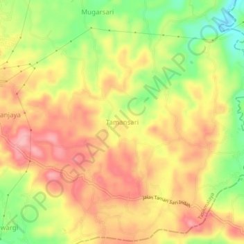 Mapa topográfico Tamansari, altitude, relevo