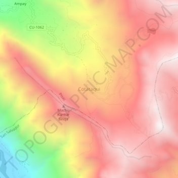 Mapa topográfico Cotataqui, altitude, relevo