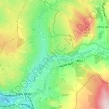Mapa topográfico Thornsett, altitude, relevo