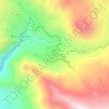 Mapa topográfico Cuyo Grande, altitude, relevo