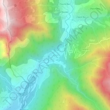 Mapa topográfico Colmars, altitude, relevo