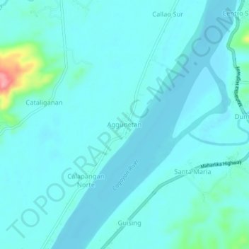 Mapa topográfico Aggunetan, altitude, relevo