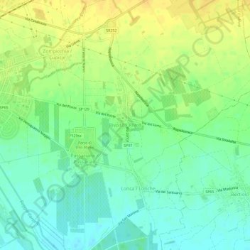Mapa topográfico Rivolto, altitude, relevo
