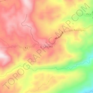 Mapa topográfico El Castaño, altitude, relevo