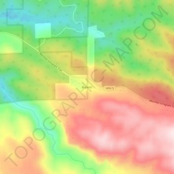 Mapa topográfico Bryants, altitude, relevo