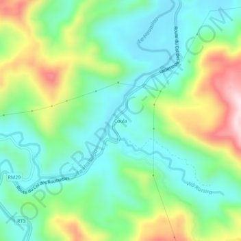 Mapa topográfico Coula, altitude, relevo