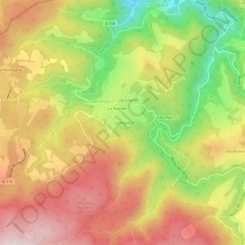 Mapa topográfico La Higue, altitude, relevo