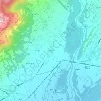 Mapa topográfico Meano, altitude, relevo