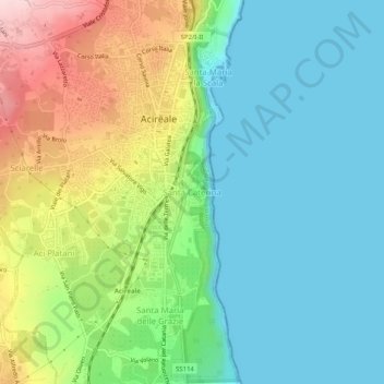 Mapa topográfico Santa Caterina, altitude, relevo
