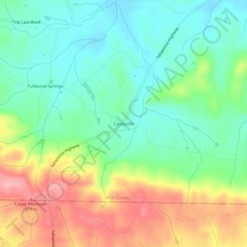Mapa topográfico Caseyville, altitude, relevo