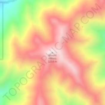 Mapa topográfico Mount Hillers, altitude, relevo
