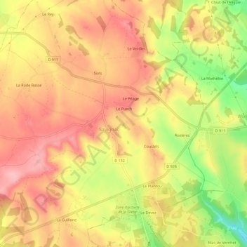 Mapa topográfico L'Église, altitude, relevo