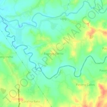 Mapa topográfico Bagong Barrio, altitude, relevo