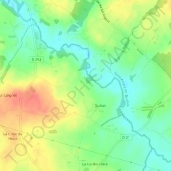 Mapa topográfico Le Hamel, altitude, relevo