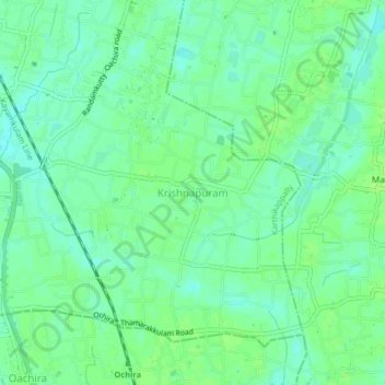 Mapa topográfico Krishnapuram, altitude, relevo